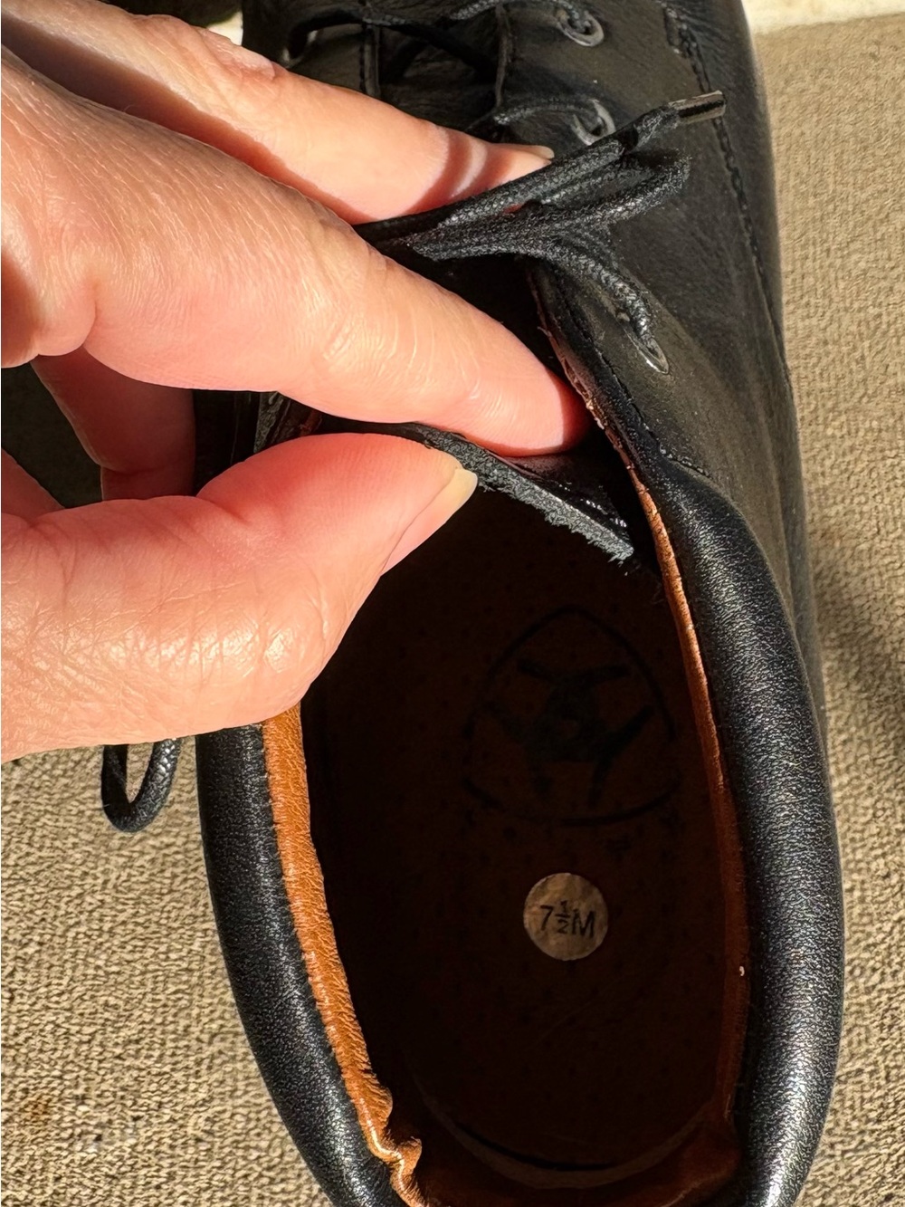 Ariat Black Leather Lace-Up Women's Ankle Boots 7.5 - Picture 5 of 7